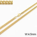 4.5mm wide golden stainless steel curb chain necklace with secure lobster clasp finish - 4.5mm Gold / Necklace 55cm