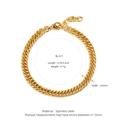 Golden punk style double-row stainless steel Cuban chain bracelet with lobster clasp - SL-2 / Gold