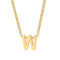 Polished 18K gold plated titanium steel necklace featuring a vertical uppercase letter W - Letter W / Gold