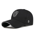 Black baseball cap with shield R embroidery and adjustable strap for sports style - Adjustable / Black Silver Embroidery
