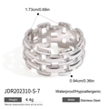 Silver stainless steel chain ring for women with waterproof and hypoallergenic design - Hollow Tank Chain Style (JDR202310-S-6) / Inner Diameter 1.73cm