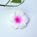 Realistic white and pink plumeria hair clip made of EVA foam on a clean white background - Rose Red Center With White Edges Flower Head [4cm]