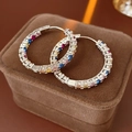 Créole Multi-gemmes Arc-en-ciel (7# Boucle-Argent-Couleur)