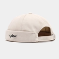 Bonnet docker beige avec broderie Asher en coton sergé pour un style streetwear chic - Réglable / Beige