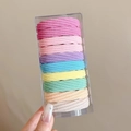 Set of 8 colorful ribbed elastic hair ties in a clear storage box for daily hair styling - 3# Multicolor Ribbed (10pcs Box)