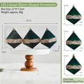 Three-piece dark green flocked Christmas balls with gold sequins and hanging loops - 9x7cm / 159-1 Green Irregular Balls (Pack of 3)