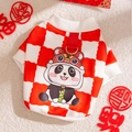 Red and white checkered dog tang suit featuring a cute panda pattern for Lunar New Year - XS / Lion Panda Hoodie