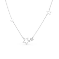 Elegante S925 sterling zilveren sterrenketting met zirkoon hanger op witte achtergrond - Witgoud
