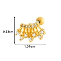 Gold plated stainless steel cartilage stud with cubic zirconia in fan shaped design - Curved Multi-Prong Style (024-4# Gold)