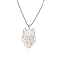 Mens stainless steel geometric wolf head pendant necklace with twisted rope chain - Steel Rope Chain