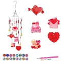 DIY Diamond Painting Wind Chime Kit with Valentines Day Heart Charms and Colorful Crystals - Cupid Heart Style