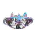 Cute unicorn sequin waist bag for girls with adjustable strap and holographic ears - 24*7*14cm / Gray