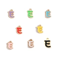 Enamel alphabet letter E pendants in assorted colors with golden alloy plating - Letter E / Black