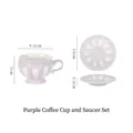 British style purple and white ceramic coffee cup and saucer set with relief patterns - Athens Cup and Saucer / Purple