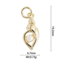 Macro detail of gold conch pendant with pearl inlay showing 19.2mm size and weight - Long Pearl Conch (DZ-1753)