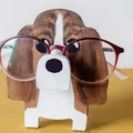 Creative beagle dog wooden glasses holder stand in brown and white finish - Cinnamoroll