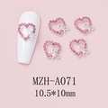 Detail of pink heart nail charms with hollow bow and rhinestones, size 10.5*10mm - Silver Central Bowknot Heart Style (A071)