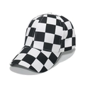 Classic checkered baseball cap with black and white grid pattern and curved brim - M (56-58cm) / Black