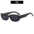 Chic black small rectangular sunglasses with dark UV lenses and vintage full frame - Black Frame Grey Lens