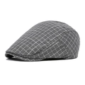 Béret gris classique à carreaux pour hommes et femmes en texture coton vintage - Gris