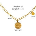 Collier à grosse chaîne plaqué or 14K avec perle et pendentif étoile Good Luck - Étoile Octogonale & Good Luck