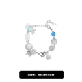 Detailed view of beaded bracelet with blue candy beads and 18cm plus 5cm extension chain - Blue