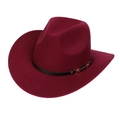Classic wine red felt western cowboy hat with black band and gold buckle detail - M (56-58cm) / Wine Red (169-D)