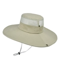 Cappello da sole outdoor beige a tesa larga, mesh traspirante e cordino antivento regolabile - Cachi