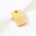Polished gold stainless steel rectangular pendant featuring an engraved letter W detail - Letter W(KLJ9829-Z) / Gold