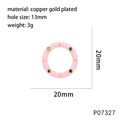Technical dimensions of pink enamel charm with colorful stones and copper gold plating - Pink (P07327)
