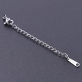 Silver stainless steel 5cm extension chain for jewelry with lobster clasp and tag - S1652 Rectangular Tag With Clasp / Silver