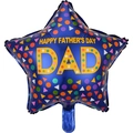Blue star-shaped foil balloon with Happy Father's Day DAD print for party decoration - 18 inch Father's Day Star Balloon 001