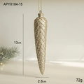 Decorazione natalizia a pigna dorata scintillante, altezza 13cm e texture glitterata - Pigna Lunga