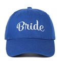 Royal blue baseball cap featuring white Bride embroidery with a classic curved brim - Bride (BRIDE) / Sapphire Blue