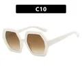 Occhiali da sole esagonali oversize retrò con montatura bianco crema e lenti sfumate - Bianco Crema / Sfumatura Tè