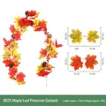 Artificial 170cm autumn maple leaf garland with pine cones and pumpkins for home decor - B035 Maple Leaf & Pine Cone Garland