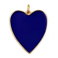 Golden heart pendant with deep blue enamel inlay for necklaces or bracelets - Midnight Blue Heart Style (K06 Heart Midnight Blue)