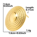 Detailed view of 1.6cm textured gold stainless steel stud earrings with size annotations - Pointed Dot Round (D83) / Gold