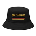 Black Deutschland bucket hat with German flag stripes and cotton twill texture - M / 11# Retro Germany - Black