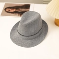 Grey fedora hat with black ribbon, stylish summer sun protection for men in classic look - L(58-60cm) / Gray
