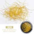 Macro shot of B04 gold nail art wire silk stored in a round container and loose on white background - B04-Gold Fine Wire