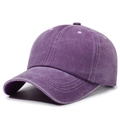 Casquette de baseball rétro en coton lavé violet avec une structure sobre à six pans - Réglable / Violet
