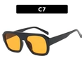Square Oversize Sonnenbrille mit schwarzem Rahmen und orangefarbenen Gläsern, C7 - Glänzend Schwarz / Orangene Gläser