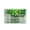 Green Christmas ball ornament set with matte, glitter and hollow designs in a box - 100pcs Pack / Fruit Green