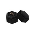 Premium black velvet hexagonal jewelry box for rings with a soft texture finish - Large Ring Box (For Stud Earrings) / Black