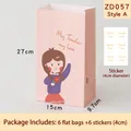 Pink Teacher's Day gift bag set with cartoon girl illustration and sealing stickers - Pink Girl Illustration (ZD057)