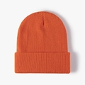 Unisex bright orange double-layered knit beanie with classic ribbed texture for winter - Orange Red
