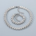 Set collana e bracciale hip-hop in acciaio inossidabile argento con tripla catena - Set Color Acciaio (KS226963-ZCG)