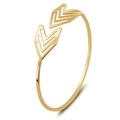 Gold open cuff bracelet with minimalist hollow geometric arrow design for men and women - Double Arrow / Gold