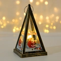 Vintage gold and black pyramid LED lantern with Santa Claus and warm holiday glow - Santa Claus / Bronze